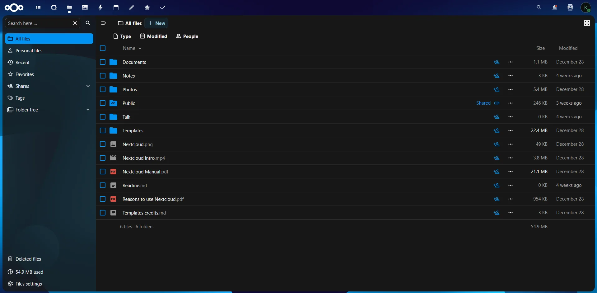 Nextcloud screenshot